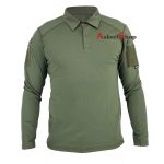 Combat Tactical T-Shirt, Uzun Kol, Polo Yaka, Haki Renk