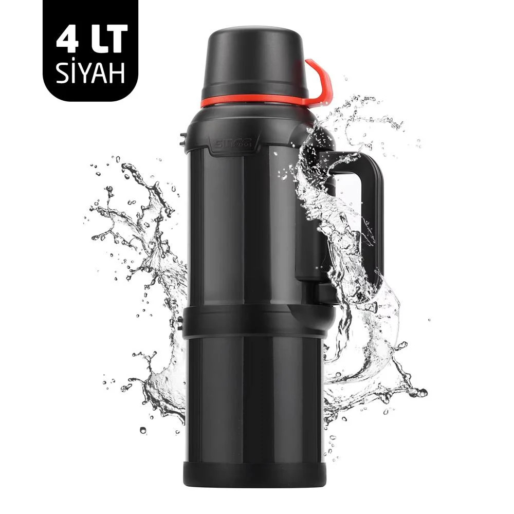 Travel Pot Çelik Termos 4 Litre Siyah