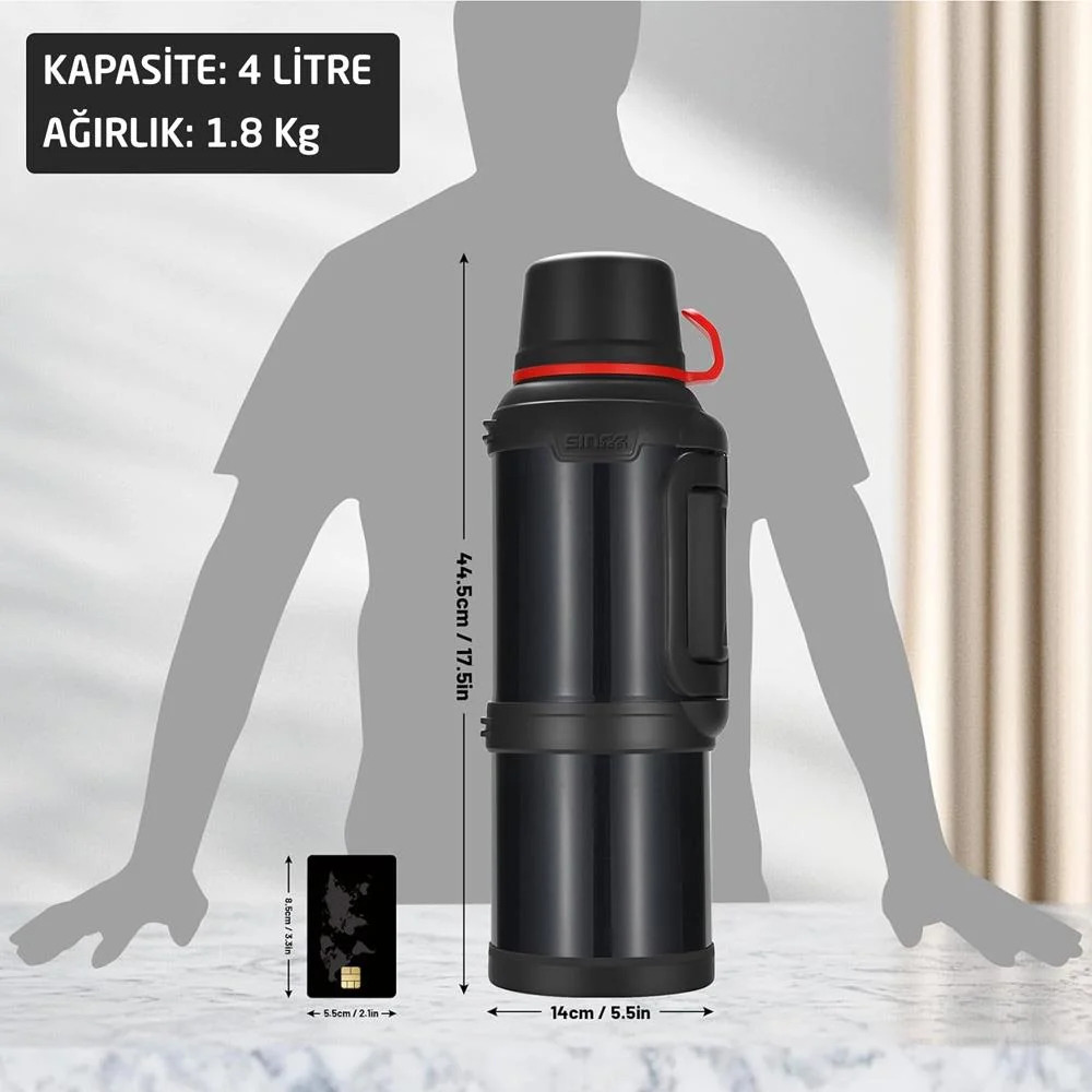 Travel Pot Çelik Termos 4 Litre Siyah - Görsel 7