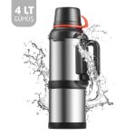 Travel Pot Çelik Termos 4 Litre Gümüş
